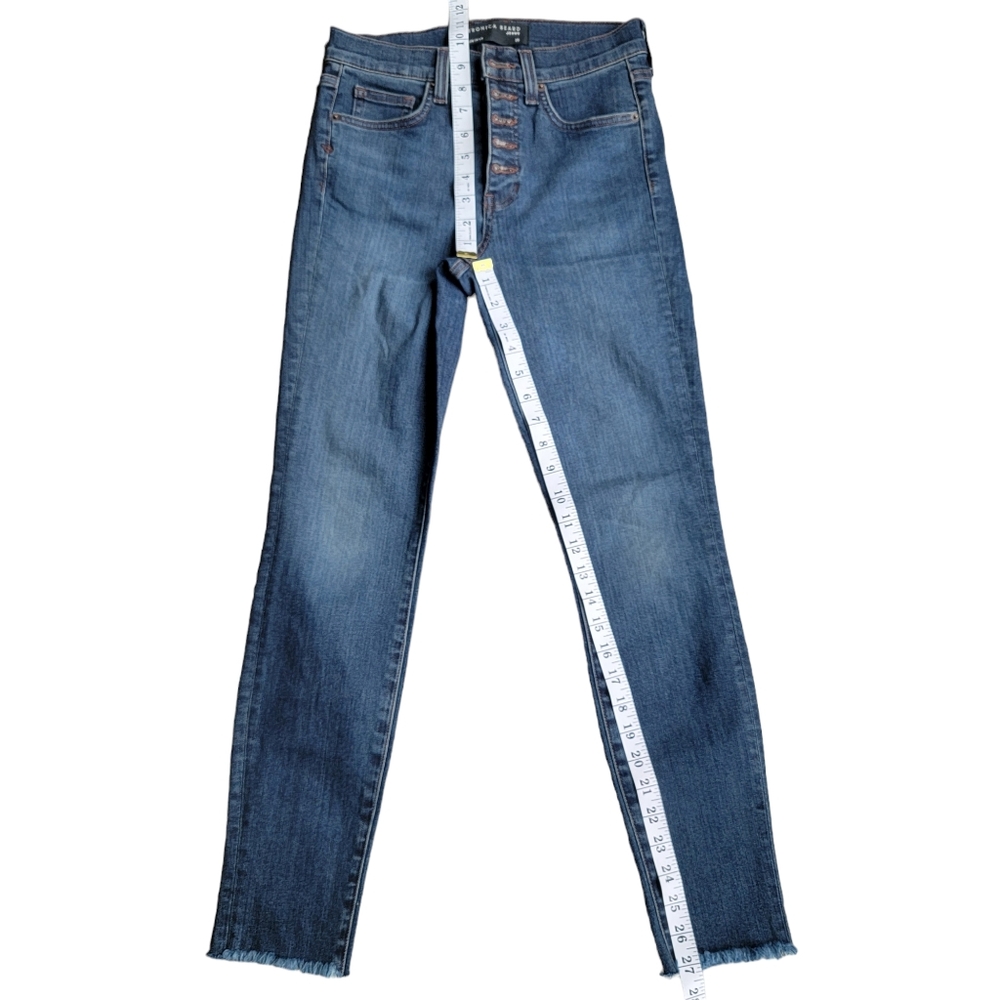 Veronica Beard Debbie High-Rise Button Fly Fray Hem Skinny Jeans Laguna … - Picture 12 of 16